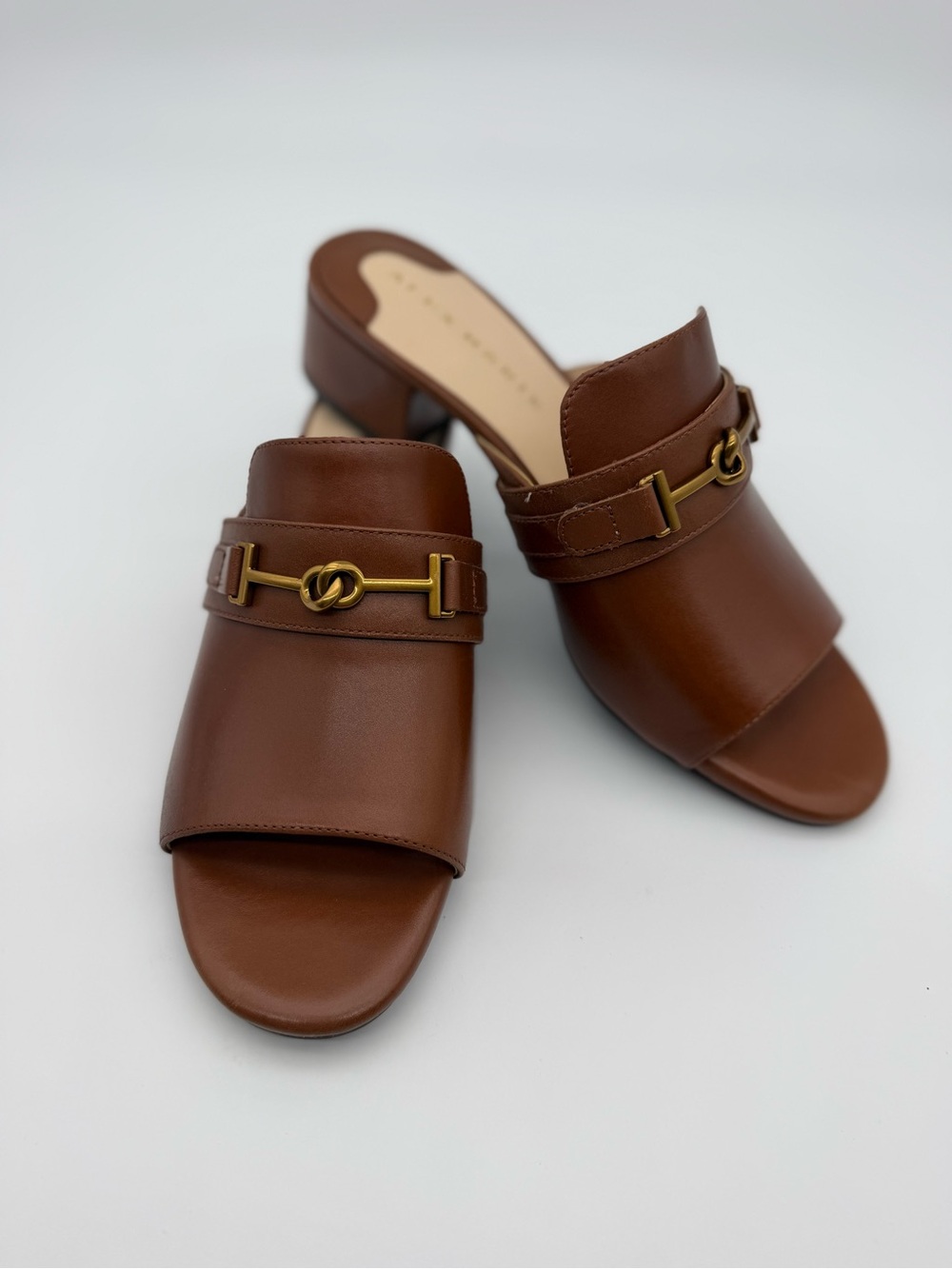 Alex Marie Brown Leather Bit Detail Open-Toe Mule Sandals - Size 10M